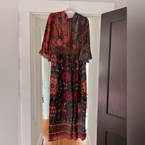 Anthropologie Farm Rio Long-Sleeve Mock-Neck Maxi Dress